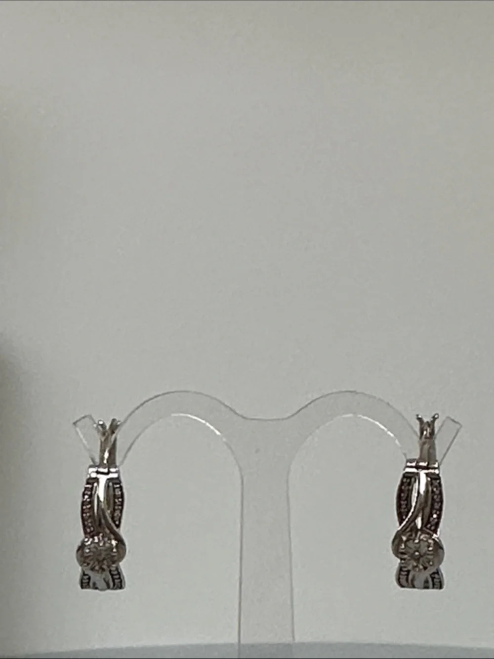925 Diamond Silver with Center Diamond Earrings​
